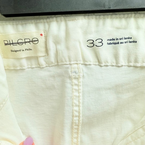 Pilcro Anthropology Sz 33 Womens Off White Frayed Hem Stretch Pockets Pants - Picture 2 of 10